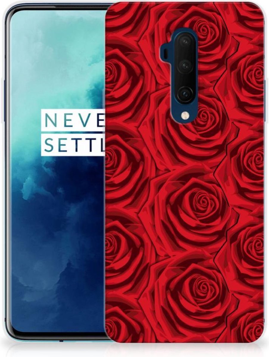 Back Cover voor OnePlus 7T Pro TPU Case Red Roses