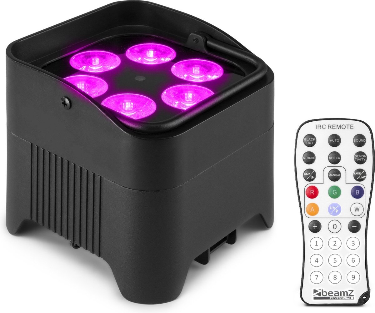 BeamZ BBP96S accu Uplight met 6x 12W LED's en draadloze DMX
