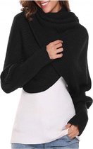 Grote zwarte sjaal met mouwen, extreem zachte omslagdoek, Bolero Poncho of mini deken. Over-sized en erg zacht
