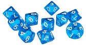 Tienkantige dobbelstenen (cijfers 0-9) - Blauw - (5 stuks) / 10 kantige dobbelstenen