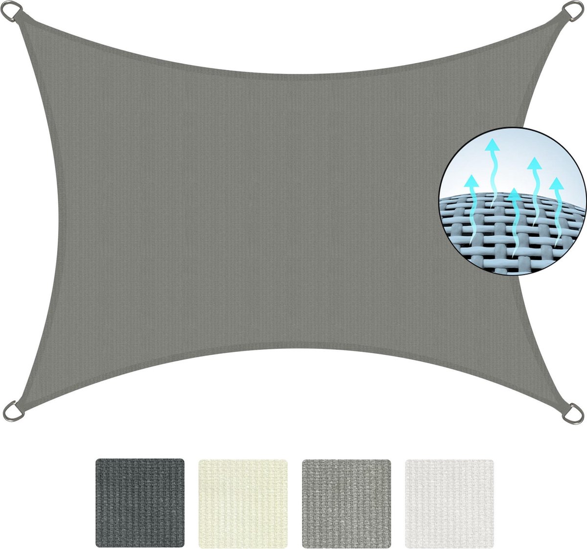 Sol Royal SolVision HS9 - Zonnezeil rechthoekig 300x400 cm HDPE Ademend - Grijs - Zonwering UV-besch