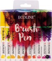 Talens Ecoline set van 20 Brush Pennen + 3 x A4 Ecoline Blokken Papier + A4 Zipperbag