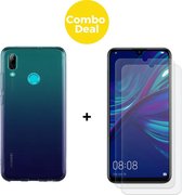 Huawei P Smart (2019) Telefoonhoesje met 2 x Screenprotector | Siliconen Tpu Smartphone Back Cover Transparant | Gehard Beschermglas