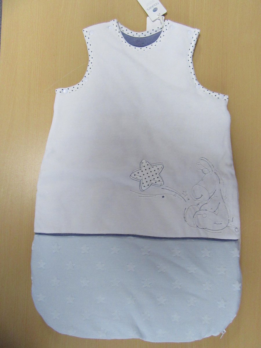slaapzak noukie's 70cm paco blauw met wit