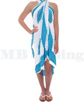 Pareo Sarong Omslagdoek - Wit Turquoise