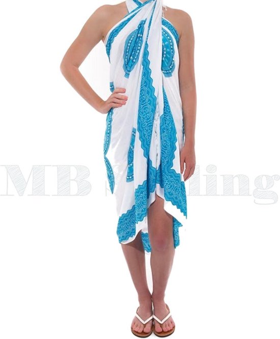 Pareo Sarong Omslagdoek - Wit Turquoise | bol.com