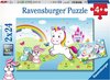 foto van Ravensburger puzzel Sprookjesachtige eenhoorn - 2x24 stukjes - kinderpuzzel