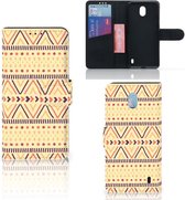 Étui de Bumper Folio pour Nokia 1 Plus Coque Jaune Aztèque