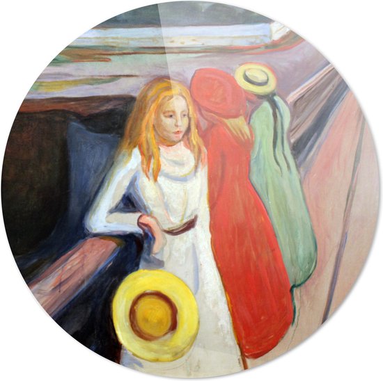 Mädchen auf der Brücke anagoria| Munch | Rond Plexiglas | Wanddecoratie | | Schilderij | Oude meesters | Foto op plexiglas