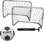 Set van 2 voetbalgoals 77 x 56 x 45 cm met ballenpomp en voetbal - Sportartikelen voor buiten- en binnen