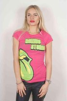The Rolling Stones Dames Tshirt -M- Green Tongue Roze