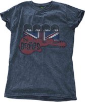 The Beatles Dames Tshirt -M- Guitar & Flag Blauw