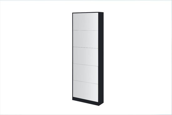 Feel Furniture - Schoenenkast met spiegel - 5 Laden - Zwart | bol.com