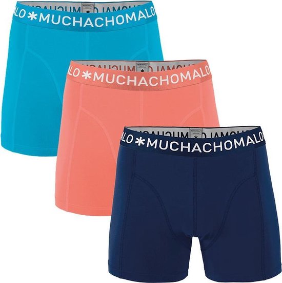 Muchachomalo Uni Heren boxershort - 3 pack - Zalmroze/Donkerblauw/Lichtblauw - Maat M