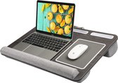 HN Luxe Laptoptafel met houders - Schoottafel - Grijze kussen/ Donker hout