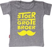 Babygoodies T-shirt - Stoer ik word grote broer snor (Ashgrey 1-2j)