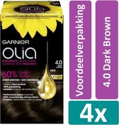 Garnier Olia Haarverf 4.0 Dark Brown 4 stuks Voordeelverpakking