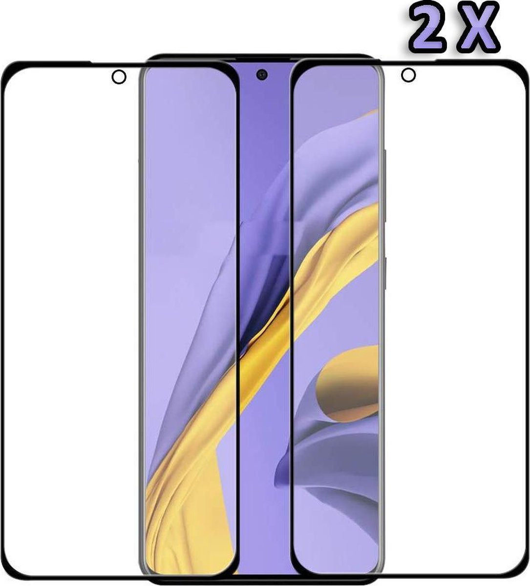 HB Glas Geschikt voor Samsung Galaxy A51 Glas - 2X Fullscreen Tempered Glass - Transparant