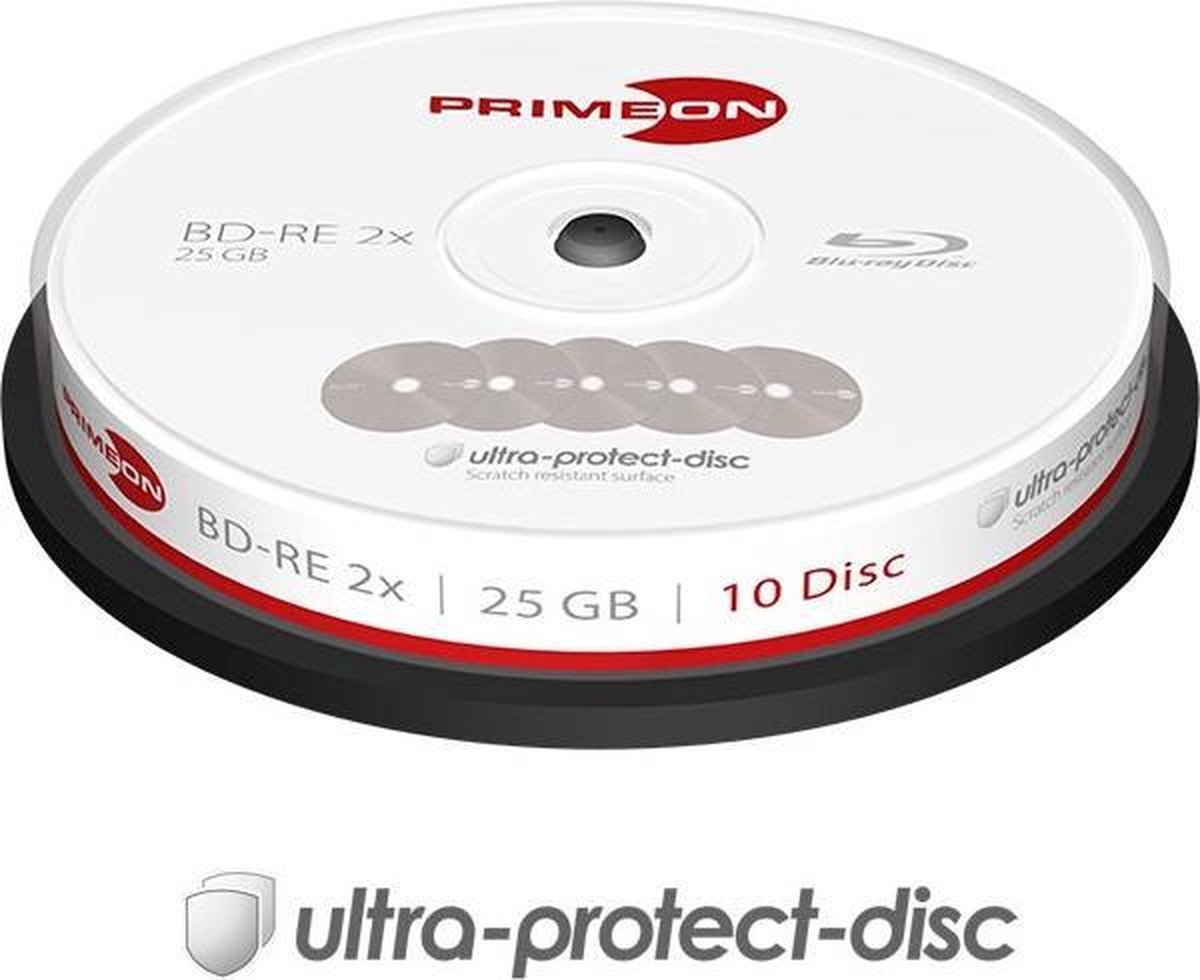Primeon 2761314 Blu-ray BD-RE disc 25 GB 10 stuk(s) Spindel Antikras-coating