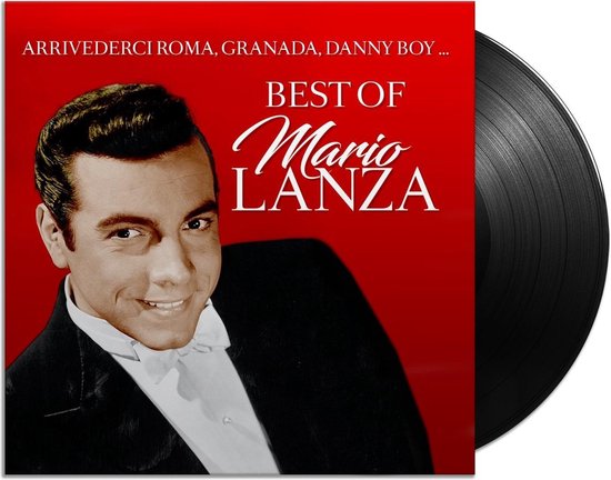 Hoes van de 'Best of Mario Lanza' LP, met een portret van Mario Lanza in smoking.