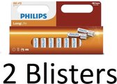 24 stuks (2 Blisters a 12 st) Philips Longlife AA batterijen