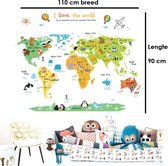 Muursticker kinderkamer wereldkaart dieren | muursticker kind wereld | muursticker meisjes | muursticker jongens |