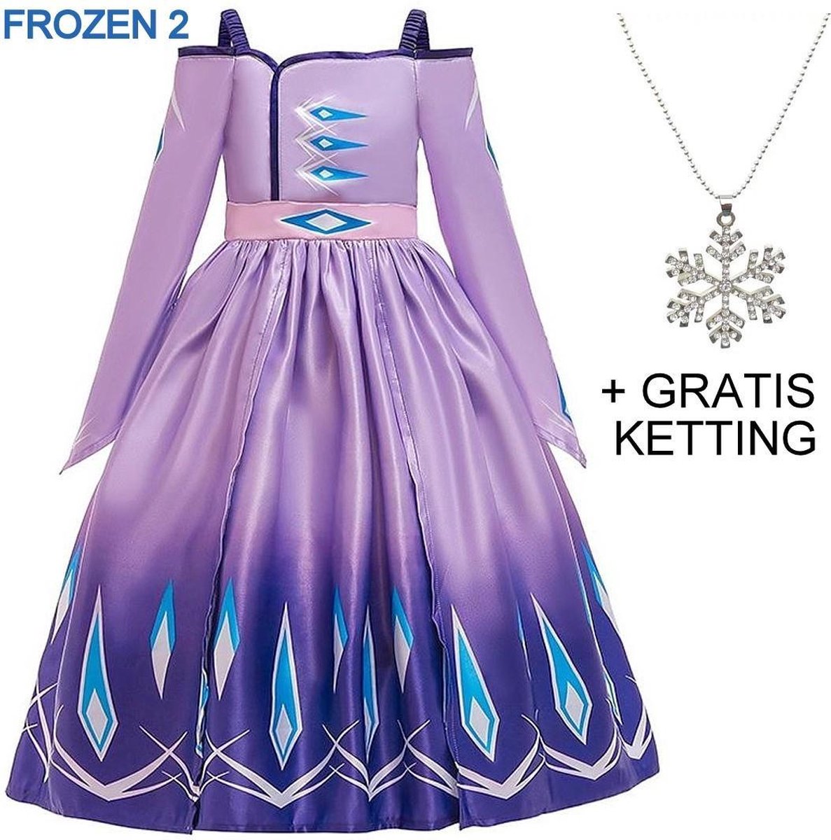 orgaan moreel stoomboot Elsa jurk paars Deluxe 146-152 (150) + GRATIS ketting Prinsessen jurk  verkleedkleding | bol.com
