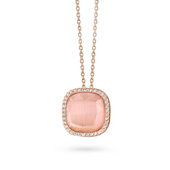 Velini jewels -P6330P -Ketting+Hanger -925 Zilver rosé -Gekleurde Cubic Zirkonia