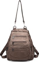 Bagwise®  Rugtas - Rugzak - Schoudertas - Dames -2in1 - (1685) Bruin metallic