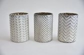 Kerst Sfeerlichten - Waxineglas Cilinder 3 Keuzemogelijkheden 10x10x15cm White Silver