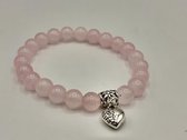 Naturel roze Jade armband "Zachte liefde" met hartje