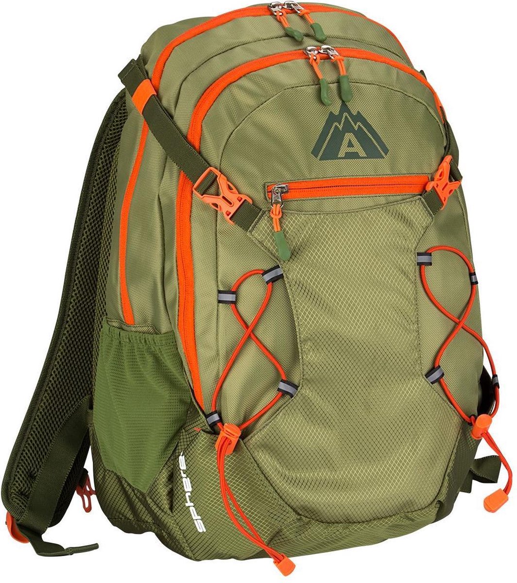 Bol.com Abbey Outdoor Rugzak- Sphere 35L - Groen/Oranje aanbieding