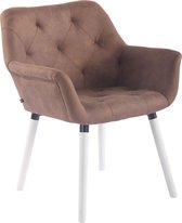 Clp Cassidy Bezoekersstoel - Vintage kunstleer - taupe - Kleur onderstel : wit (eiken)