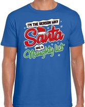 Fout Kerst shirt / t-shirt - Why santa has a naughty list - blauw voor heren - kerstkleding / kerst outfit L (52)