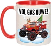Kerstmis cadeau mok - Monstertruck auto - vol gas ouwe - 300 ml - keramiek - mokken / beker - Kerst servies