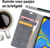 Samsung Galaxy A7 (2018) Retro Portemonnee Hoesje Grijs