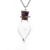 Fashionidea - Mooie zilverkleurige ketting met glazen fleshanger.