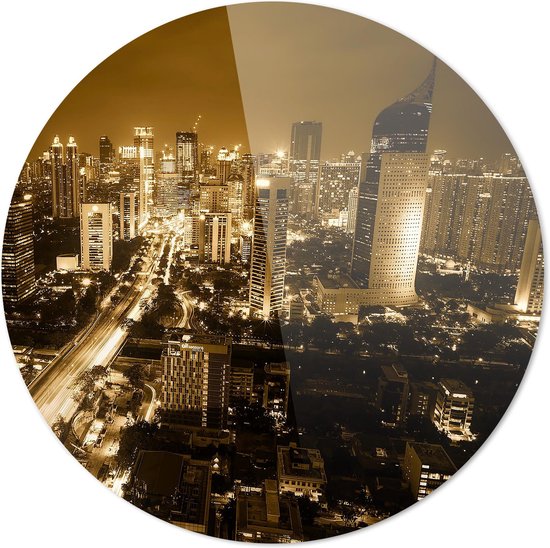 Jakarta | Indonésie | Villes | Plexiglas rond | Décoration murale | 60 cm x 60 cm | Peinture | Photo sur plexiglas