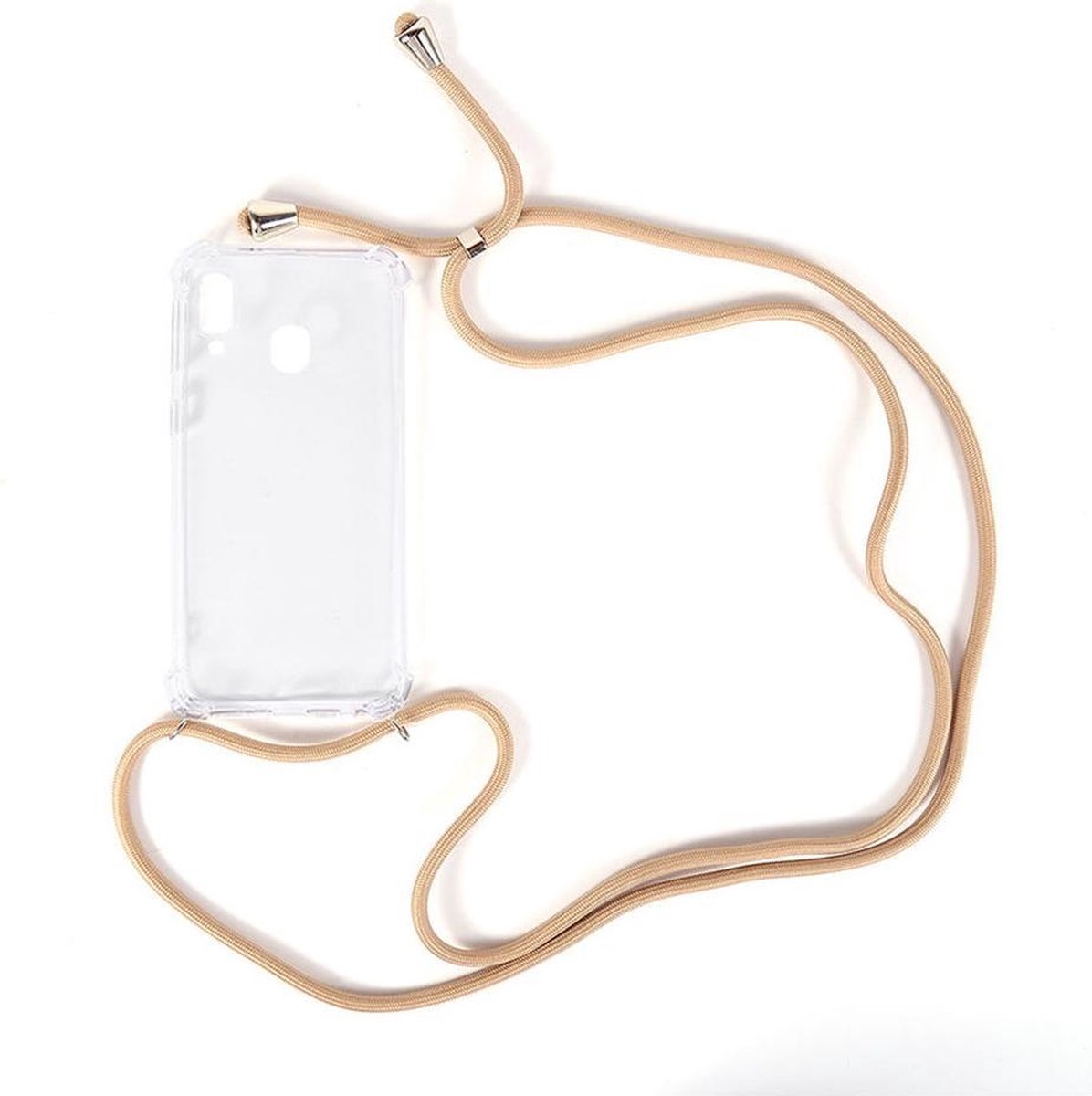 Shop4 - Geschikt voor Samsung Galaxy A70 Hoesje - Zachte Back Case met Koord Licht Bruin