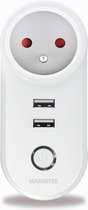 Marmitek POWER SI - Prise WiFi intelligente | 240 V | 15 A | 3450 W. | 2 ports USB | 1 prise | marche / arrêt manuellement et automatiquement | compteur d'énergie | CEI type E (Belgique)