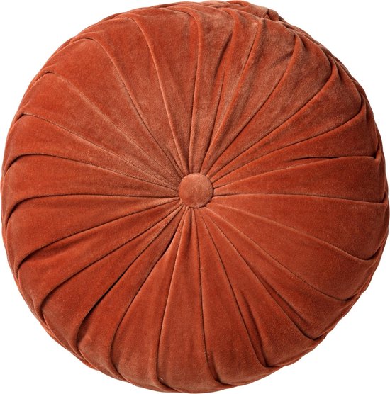 Dutch Decor - KAJA - Sierkussen rond velvet 40 cm - Potters Clay - oranje