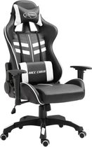 Luxe Gamestoel Zwart Wit  (Incl LW Fleece deken) - Gaming Stoel - Gaming Chair - Bureaustoel racing - Racestoel - Bureau stoel gamen