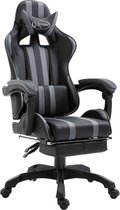 Luxe Gamestoel Zwart grijs (Incl LW Fleece deken) met Voetenbankje - Gaming Stoel - Gaming Chair - Bureaustoel racing - Racestoel - Bureau stoel gamen