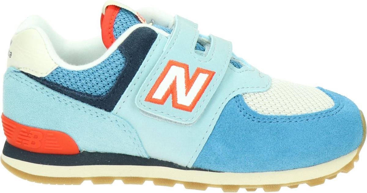 New Balance 574 kinder klittenbandschoen. Blauw multi Maat 27,5