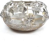 Metalen Windlicht Bloemen - 19cm