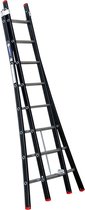 Schuifladder Magnus, aluminium, zwart, 2x8 treden