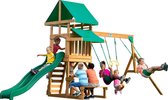 Backyard Discovery Belmont aire de jeux en bois - Avec balançoire / toboggan / bac de sable / pique-niquer - Maison enfant exterieur