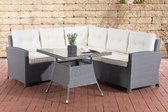 Clp Sierra Tuinset - Poly rotan - 1,25 mm vlak rotan : grijs, kleur bekleding : crème,