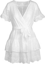White broderie ruffle dress