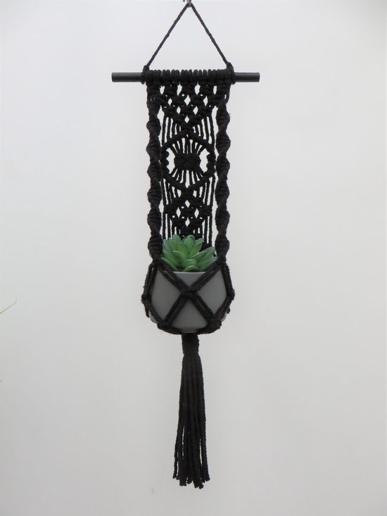 Taille jas contant geld macramé hanger - muur hanger - zwart - 100% Katoen - voor binnen en buiten.  | bol.com